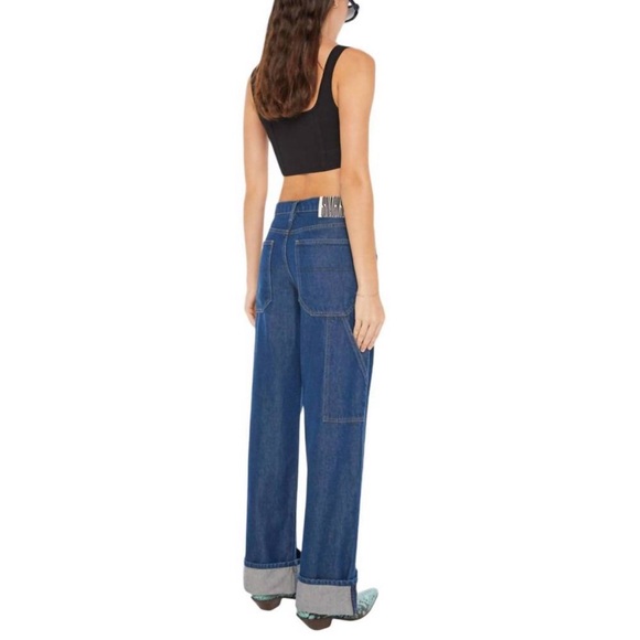 NWT MOTHER The Smoothie Carpenter Sneak Wide Leg Jeans (Clean Your Plate… - Picture 6 of 7